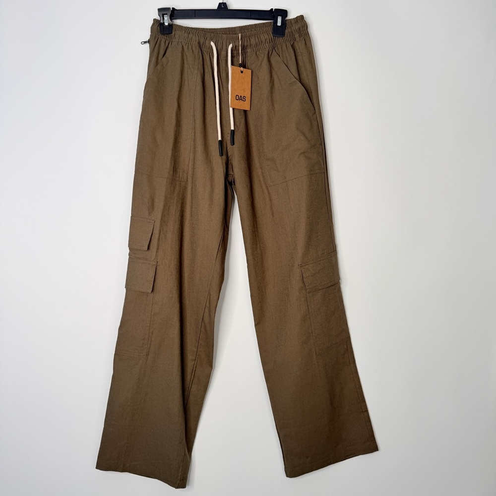 NWT OAS Army Cargo Linen Pants Size S #0061